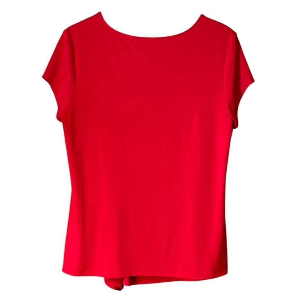 INC International Concepts Red Knot-Front Top Short Sleeve Size Large - Picture 2 of 7